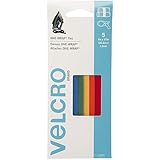 VELCRO Brand - ONE-WRAP Cable Management, Self Gripping Cable Ties, Reusable, 8" x 1/2" Ties, 5 Ct. - Multi-color