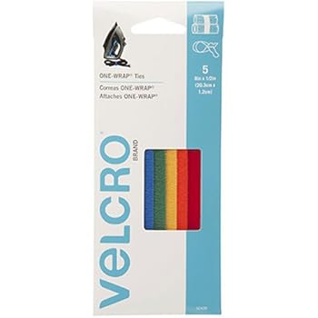 VELCRO Brand - ONE-WRAP Cable Management, Self Gripping Cable Ties, Reusable, 8" x 1/2" Ties, 5 Ct. - Multi-color