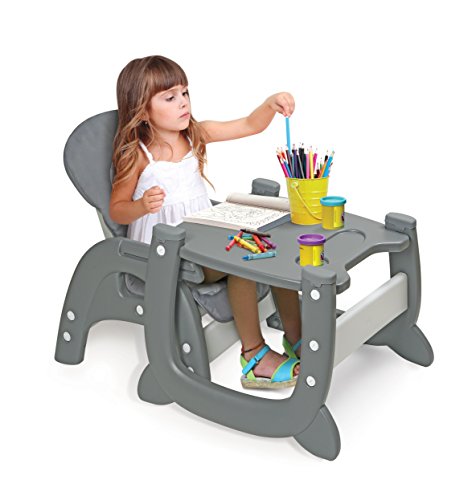 Badger Basket Envee II Baby High Chair with Playtable Conversion, Gray/White
