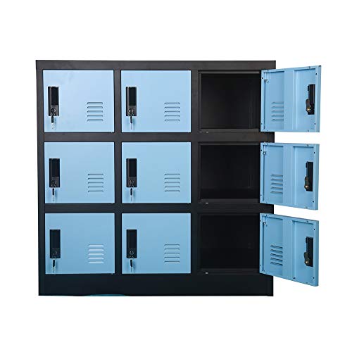 Small Office Storage Locker Cabinet Organizer for Employee,School Locker for Kids Mini Size (Blue, W9D)