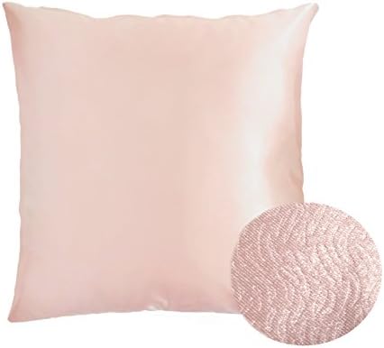 Blush Silver Pink Dusty Rose 18" x 18" Decorative Textured Satin Cushion Cover Throw Square Pillowcase for Chair Sofa Living Room Accent Pillow