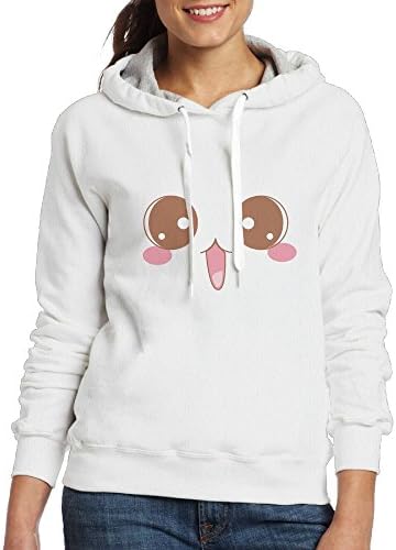 Grass8 Cartoon Cute FaceWomen's Hoodie 100% Cotton Fashionable Cute Girl Wearing Leaves Long Sleeve Hooded Sweatshirt XXL White