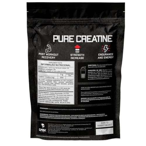Creatina Pura 500g Dark Lab Monohidratada 100% de Pureza, Sem Sabor