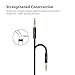 VOJO Long Aux Cable 10ft Nylon 3.5mm Auxiliary Audio Cord Stereo Male To Male w/3.5 mm Ultra Slim Steel Sheilded Connector [Black]