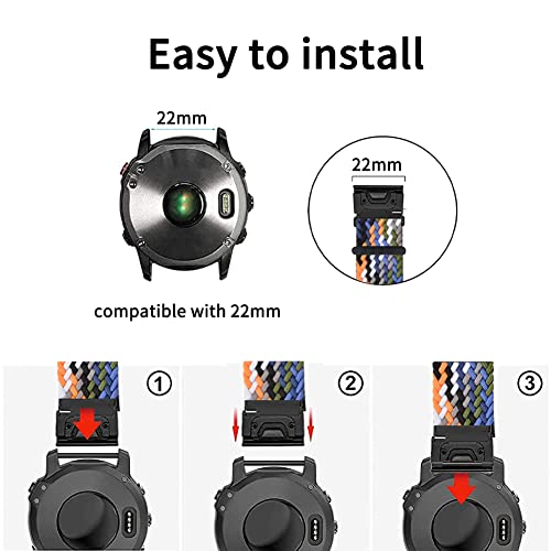 Lonkenn Strap Compatible with Garmin Fenix 7/6/5/7 Solar/6 Pro/5 Plus/Garmin EPIX 2/Forerunner 935/Instinct 2, 22mm Braided Strap, Adjustable Elastic Sports Replacement Strap Breathable
