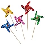 Party Partners Design Pinwheel Short Decorative Food Picks, Multicolored, 24 Count