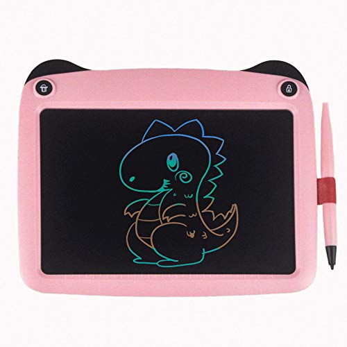 mom&myaboys Colorful LCD Writing Tablet for Kids Toys for 3-12 Years Old Girls, 9 inch Drawing and Writing Board with Lock Erase Button for School and Office(Pink-P)