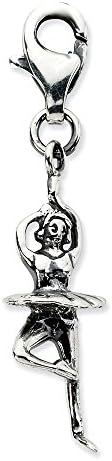Sterling Silver 3D Antiqued Ballerina w/Lobster Clasp Charm