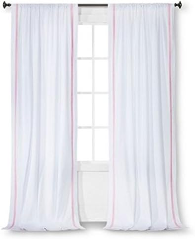 Amazon Com Circo 42 X 63 White Ribbon Curtain Panel With Pink