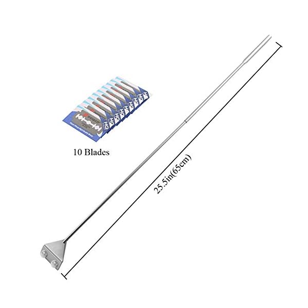 HOTOOLME Algae Scraper Fish Tank Scraper Cleaner Tool Kit with 10 Blades for Glass Aquarium Cleaning 65cm Long Handle