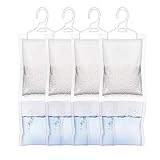 ZMFH Moisture Absorber Hanging Bags, No Scent Max Odor Eliminator, 220g Dehumidification Bags for Closets, Bathrooms, Laundry Rooms, Pantries, Storage, 4 Pack