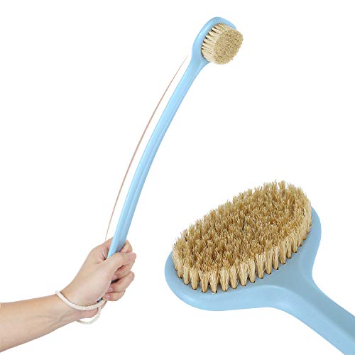 Body Brush for Dry or Wet Brushing,Stiff Bristles for Dry Skin Body Exfoliator, 18" Long Handle Shower and Bath Scrubber for Wash Brushing, Exfoliating,Leg Exfoliant Massage (Blue) - Thumbnail 7