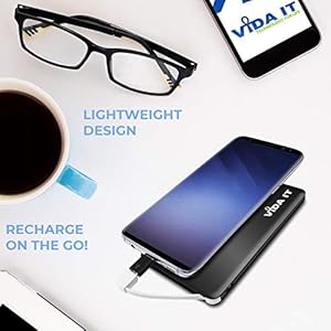 Vida IT vCard+ Power Bank Mini Caricabatterie Esterna Universale Portatile 4000mAh Piccolo e Sottile Caricatore di Sostegno da Viaggio Compatibile con iPhone Android USB-C con Cavo Integrato 3 in 1 - immagine 7