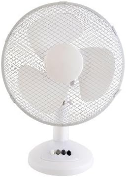 12" Fan (Cold Air) - 12 inch Desk Top Static & Oscillating Cooling Electric Fan (30cm) 3 speed Adjustable Tilt (Table model) Model - ULTRA COOL White Finish by DTL