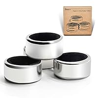 Sunnyac Pack of 4 Kitchen Stainless Steel Wine Bottle Collars, Durable and Plated Wine Drip Ring (Black Smooth)