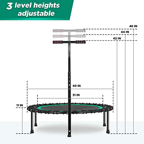 HOMEOW 40" Mini Trampoline Bungee Rebounder for Adults 440lbs with