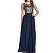 Sue&Joe Women's Open Back Dress Sleeveless Metallic Lace Crochet Pleated Dresses