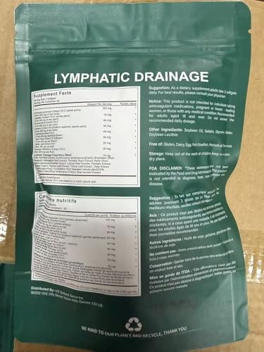 Lymphatic Drainage Capsules 240 Capsules – 4275mg 21-in-1 with Echinacea, Dandelion, Burdock, Bromelain & Turmeric – Lymphatic Drainage & Supports Cellulite Reduction