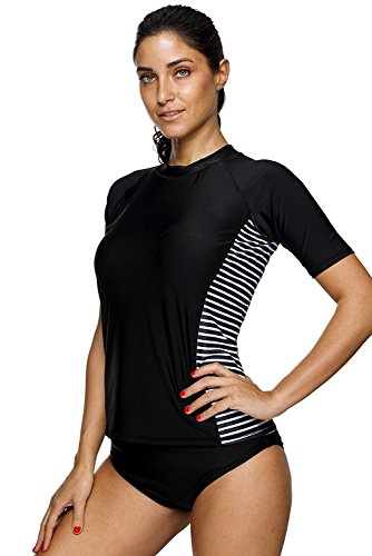 ATTRACO Womens Rash Gurad Shirt Short Sleeve Sun Protected Swim Shirt ATTRACO Womens Rash Gurad Shirt Short Sleeve Sun Protected Swim Shirt