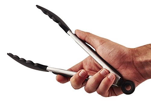 DRAGONN Premium Set of 12-inch and 9-inch Stainless-Steel Locking Kitchen Tongs, Set of 2 - Sturdy, Heavy Duty Tong Set - Great for Cooking, Grilling, and Barbecue (BBQ) (Black) - Thumbnail 6