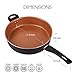 MICHELANGELO 11.5 Inch Frying Pan with Lid, Nonstick Copper Frying Pan with Titanium Ceramic Interior, Nonstick Frying Pans, Nonstick Skillet with Lid,11 Inch Copper Pans with lid