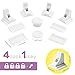MAGNETIC LOCKS FOR CABINETS & DRAWERS - 4 LOCKS, 1 KEY + BONUS TAPE – CHILD SAFETY - EASY INSTALLATION: NO TOOLS