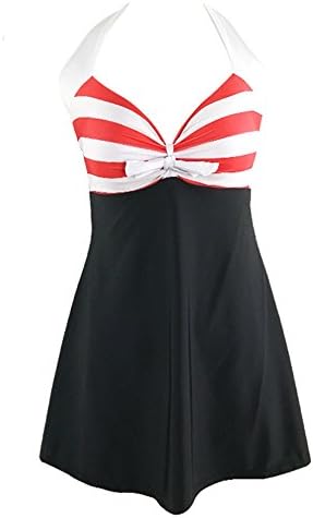 SYBKNSTW Womens One Pieces Swimsuit Plus Size Monikini Swimwear Stripe Printed Bathing Suit Red White StrpiedXL