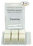 Candlecopia Jasmine 6.4 oz Scented Wax Melts - The singularly seductive floral fragrance of the night - 2-Pack of naturally strong scented soy wax cubes throw 50+ hours of fragrance when melted in Scentsy®, Yankee Candle® or standard electric tart warmer