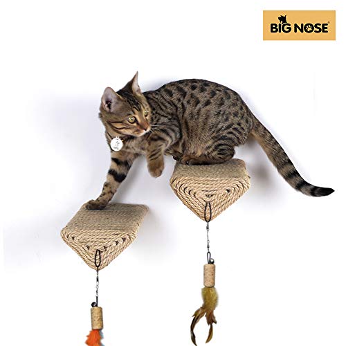 BIG NOSE Wall Mount Cat Floating Steps Shelves Scratching Post with