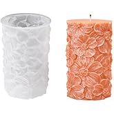 Cylinder Candle Molds Silicone, 3D Flowers Butterfly Silicone Candle Molds for Candle Making, Silicone Candle Mould for Handm