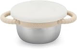 PandaEar Stainless Steel Snack Cups with Silicone Lids Pack of 2 Beige & Sage view 6