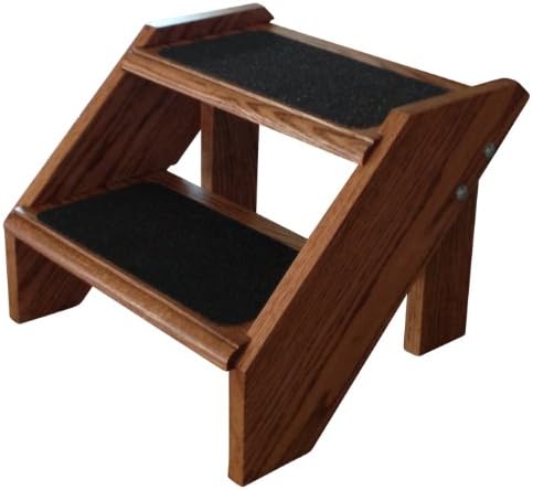 Premier Pet Steps Tall Open Riser Steps, Solid Oak Tread with a Non Slip Surface Stained Early American, 12-Inch