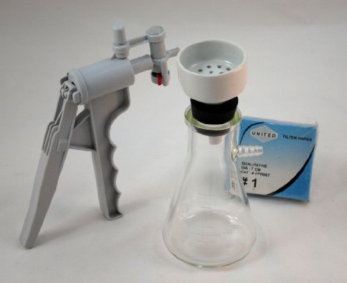 Filter Setup with Pump, 250mL Glass Flask, 50mm Buchner Funnel, Stopper and Filter Paper