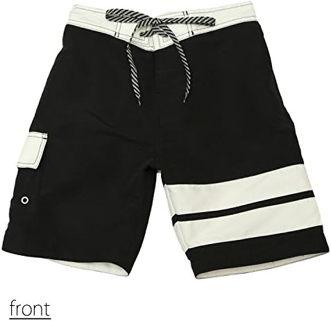 SAFS Women's Board Shorts Double Striped Swim Trunks Quality Features Black 4