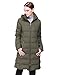 Puredown Women's Light Long Goose Down Jacket Hooded Coat, Army Green