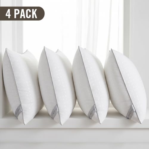 HIMOON Bed Pillows for Sleeping Set of 4,Standard Size Cooling Pillows 4 Pack,Top-end Microfiber Cover for Side Stomach Back Sleepers