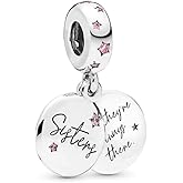 Forever Sisters Dangle Charm 925 Sterling Silver Pendant,Jewelry Beads Gifts for Women Bracelet&Necklace A0191