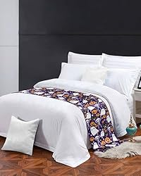 Halloween Purple Bed Runner Scarf King Size,Black