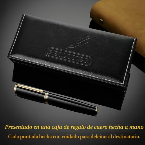 BEILUNER Luxury Fountain Pen, Piano Lacquer with 24K Gold Finish, Reliable Gift with Converter for Him and Her, Elegant Pen - Black and Gold, Fine Nib