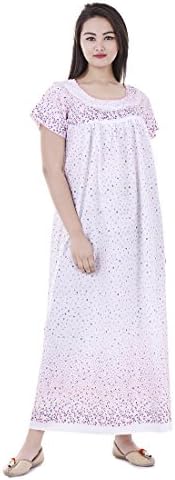 APRATIM Cotton Women Sleep Wear Night Gown White Color Size Free Size