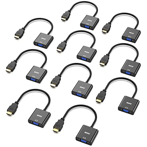 BENFEI HDMI zu VGA 10 Stück, Unidirektional HDMI-Computer zu VGA-Monitor Adapter (Stecker auf Buchse) für Computer Desktop Laptop PC Monitor Projektor