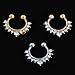 Fake Faux Nose Ring Rhinestone Septum Unique Women Nose Studs Nail Hoops Clip on Hanger Cute Body Jewelry 4PCS White Rhinestone Edge