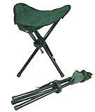 Folding stool by Alex Carseon, a small, lightweight and portable seat. This foldable tripod camp chair is perfect for camping, fishing, travel, amusement park, photography, outdoor concerts, soccer games and sports events, gardening, BBQ and wait in lines. Color: green. Height: 15 inches