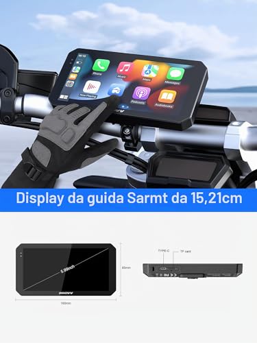 INNOVV N2 6 Inch Apple Carplay Screen for Motorcycle, Touch Screen Wireless Apple CarPlay & Android Car GPS Navigation System, 5G Wi-Fi, IP67 Waterproof, Bluetooth, Parking Mode, Siri