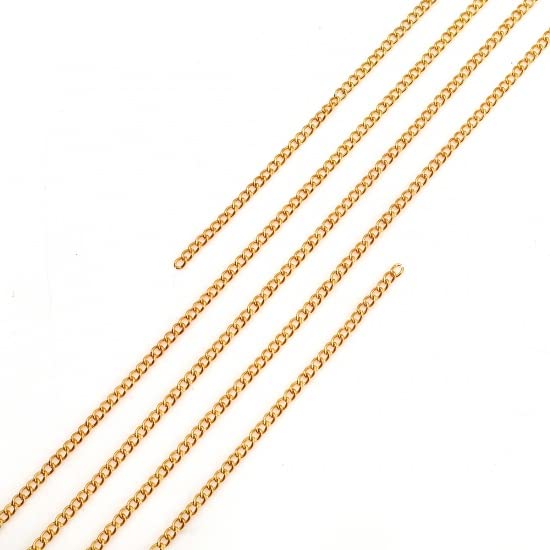 QPSupplies 10 Metres Length of Open Link 3mm x 2.2mm Gold Plated Curb Chain. for Jewellery/Necklace Making and Art Crafts. (Gold Plated, 3mm x 2.2mm)