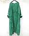 Yesno TA7 Women Maxi Dress Caftan Large Loose Gathered Skirt Oil Dyed Casual Oversize,Green,One Size