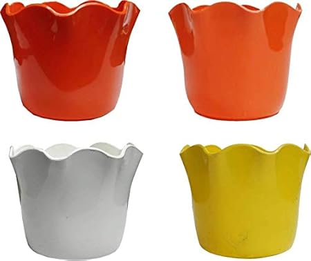 Airex Daisy Pots (Pack of 4) Plant Container (Plastic, External Height - 8 cm)