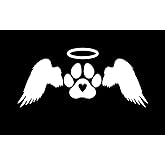Pet Paw Print Angel Wings Love NOK Decal Vinyl Sticker |Cars Trucks Walls Laptop| White |7.2 x 3.4 in|NOK2112