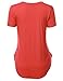 J.TOMSON Womens Basic Short Sleeve Crewneck & V-Neck Long Shirt CORAL XL