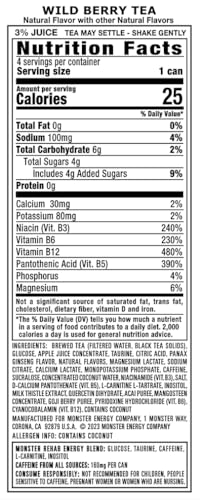 MONSTER REHAB WILD BERRY TEA + ENERGY, ENERGY ICED TEA, ENERGY DRINK, 15.5 OUNCE (PACK OF 15)
